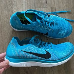 Blue Nike Free 4.0 Flyknit Women's Running Shoe